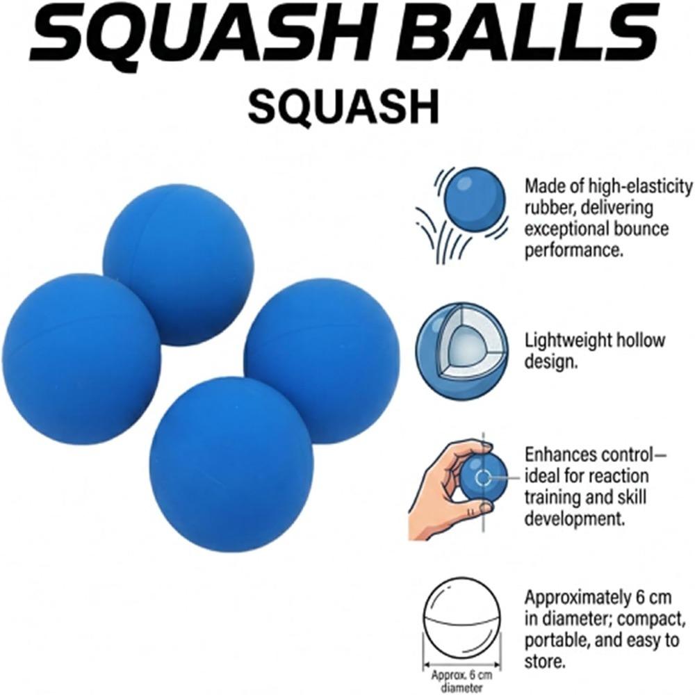 4pcs Blue Squash Ball Rubber Trigger Point Ball Portable Squash Training Ball Reaction Training