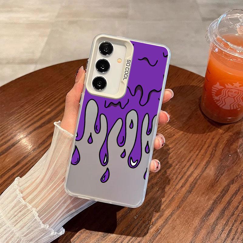 For Samsung Galaxy S25 S22 Ultra Plus S21 FE S24 S23 Ultra Plus FE Laser Phone Case Funny Melted Ice Cream Pattern Cover Fundas