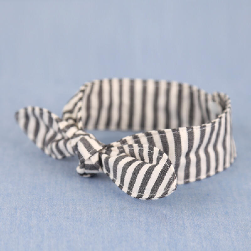 Dog Ribbon Scarf - Striped Gray small - 20cm