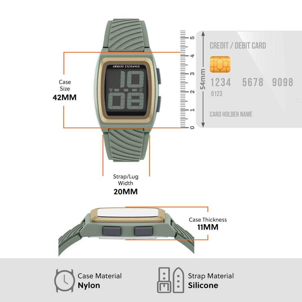 Armani Exchange Men's Digital Silicone Watch AX2969