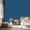 Blue and navy checkered wallpaper for living room and bedroom 50x1000