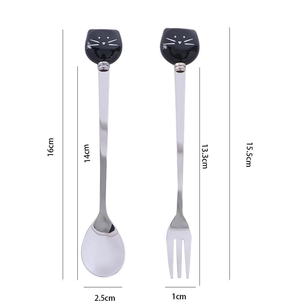Cream Cartoon Stainless Steel Tableware Tea Spoons Stirring Tool Coffee Stirrer Cat Dessert Spoon