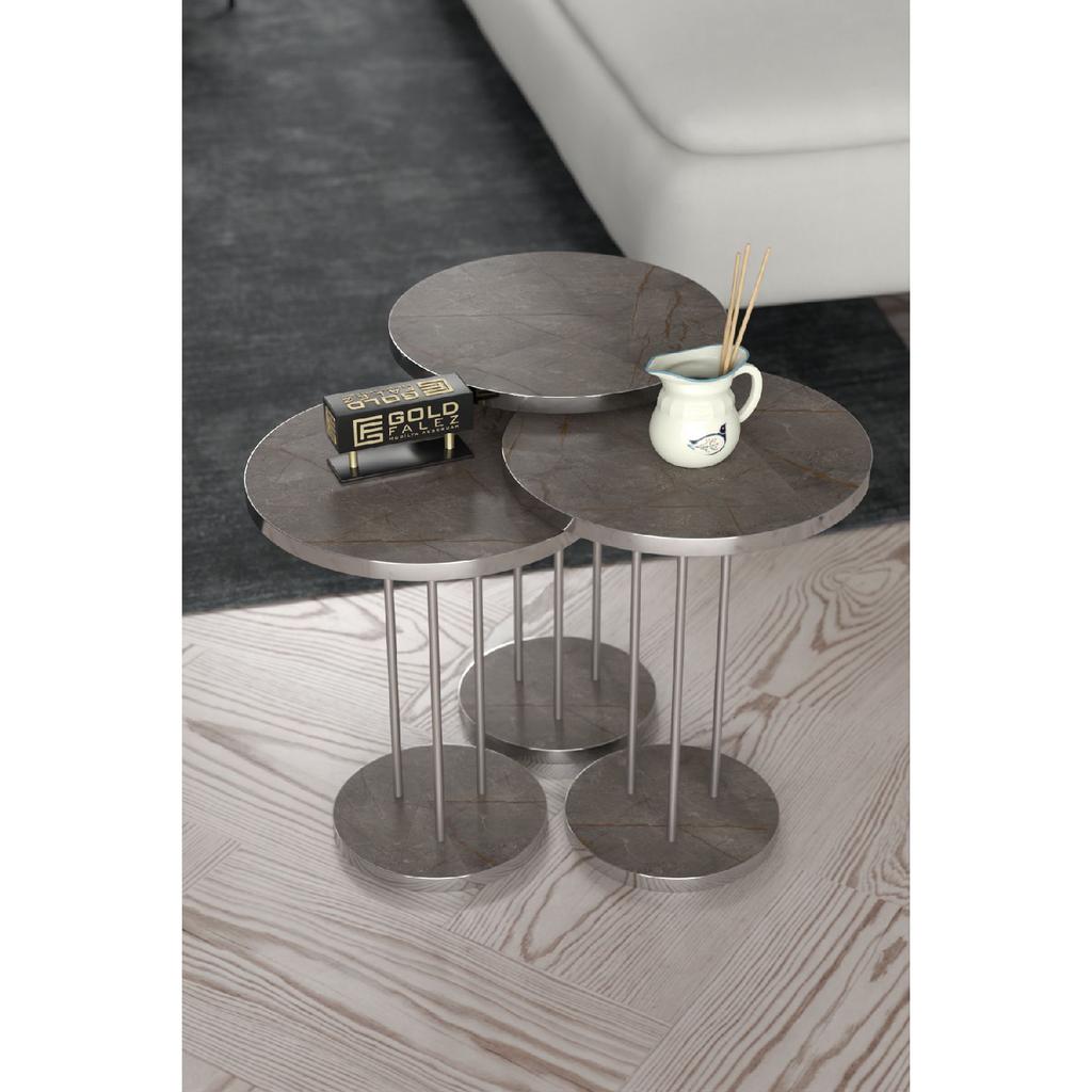 Coffee Table And Nesting Table Terra Silver White