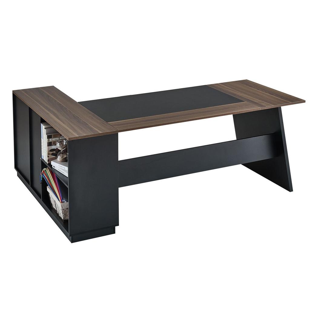 L-Shaped Executive Desk, Large Modern Office Table with Drawers and Storage Cabinet, Heavy Duty Wooden Executive Table, 158.7 KG Load Capacity, Easy