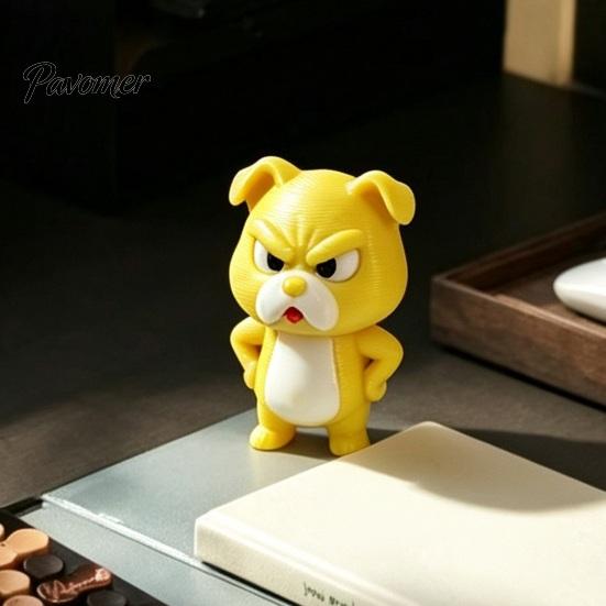 Fun Novelty Desk Items Little Yellow Dog Ornament, 3D Printed Durable PLA Cute Cartoon Figurine Figurine, Funny Arrogant Statue for Home Office Shelf