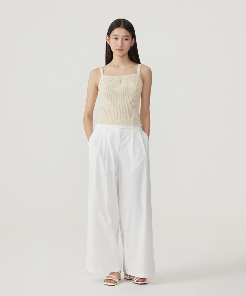 COVERNAT WOMAN Double-Pleat Elastic Waist Wide Pants White