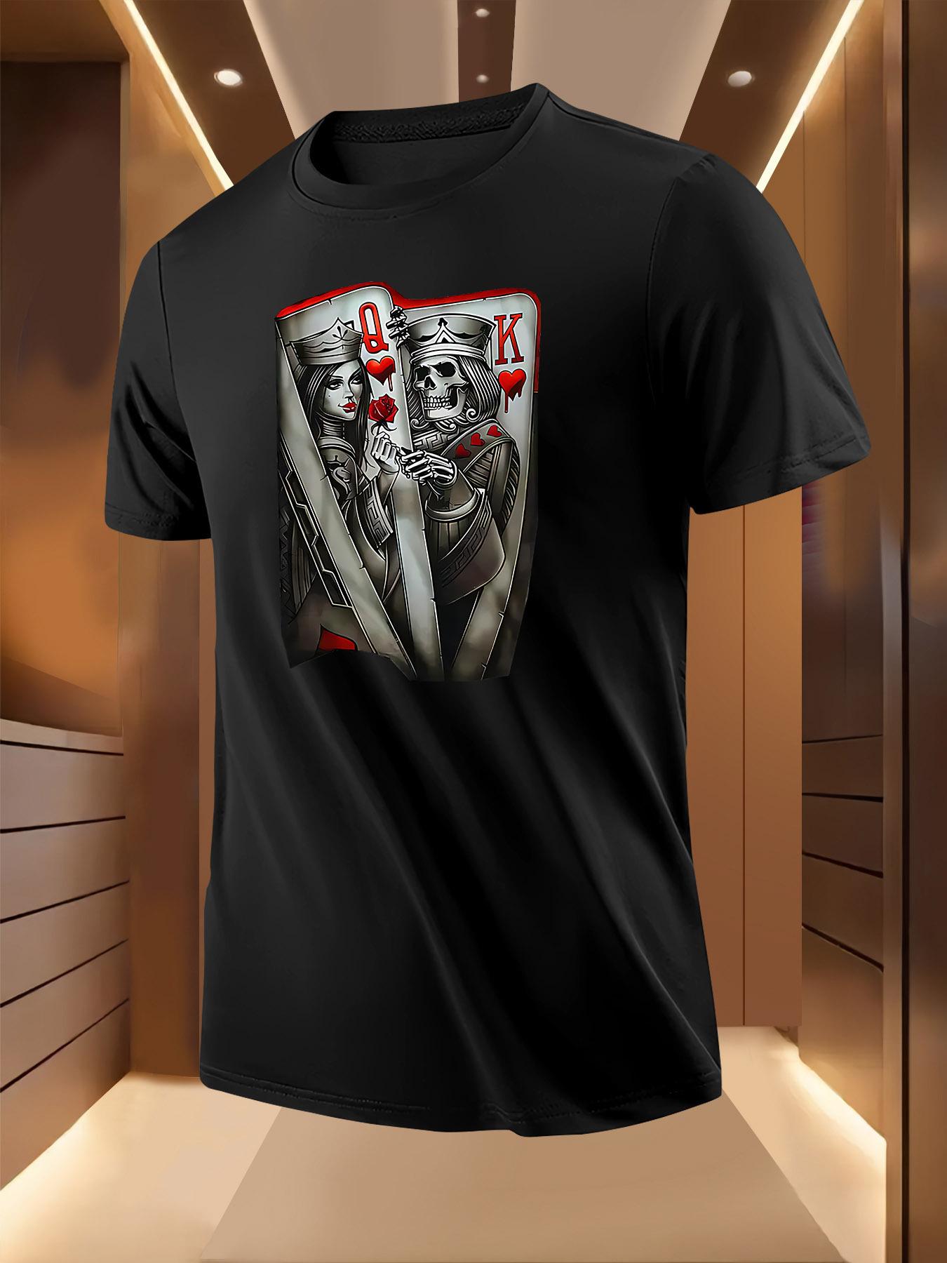 Skeleton King Print Casual Short Sleeve Tshirt - Grey Reg... XL
