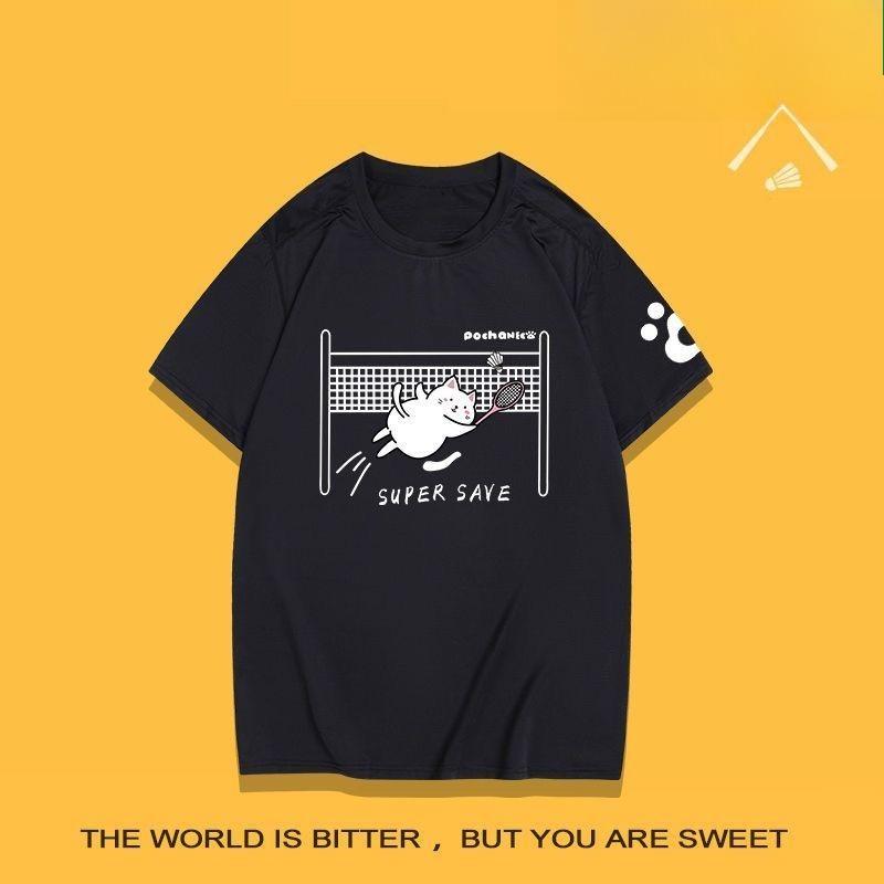 

New Cat Cultural Shirt Unisexs and Womens Shortsleeved Top Crew Neck Couple Running Sports Training Printing Trendy Brand S