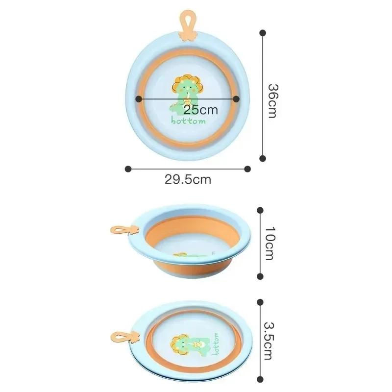 One-hand Foldable Baby Kids WashBasin Bucket Cartoon Dinosaur Multipurpose Plastic Hanging Wash Bin Portable Infant Face Bathtub
