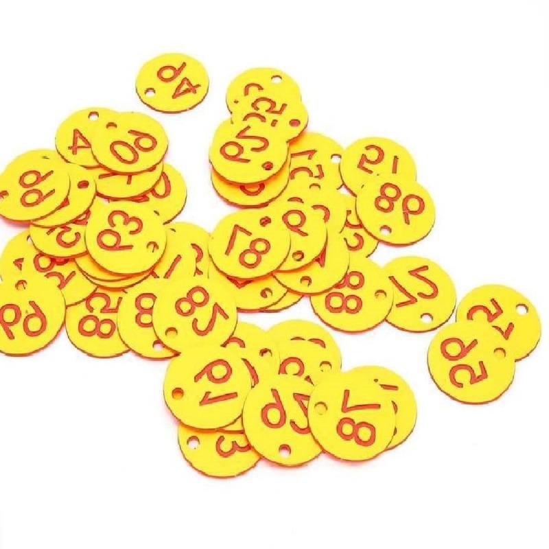 100Pcs Beehive Tags ABS Round Numbered Sign Labels with Hole Livestock Accessory Beekeeping Supply Red Bee Hive Mating Box Mark