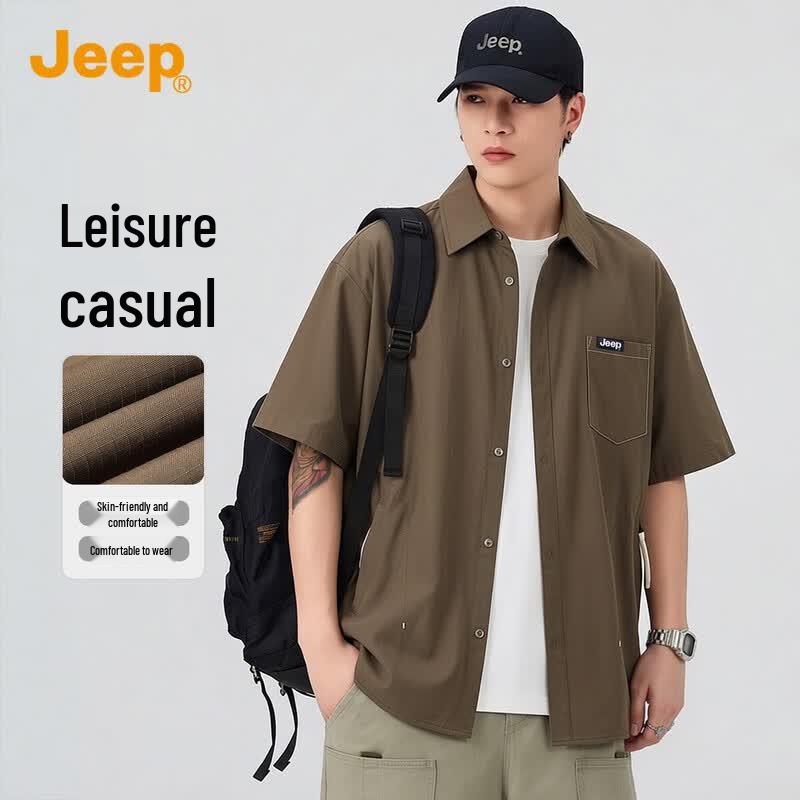 JEEP Men s Summer Loose Fit Short Sleeve Shirt L