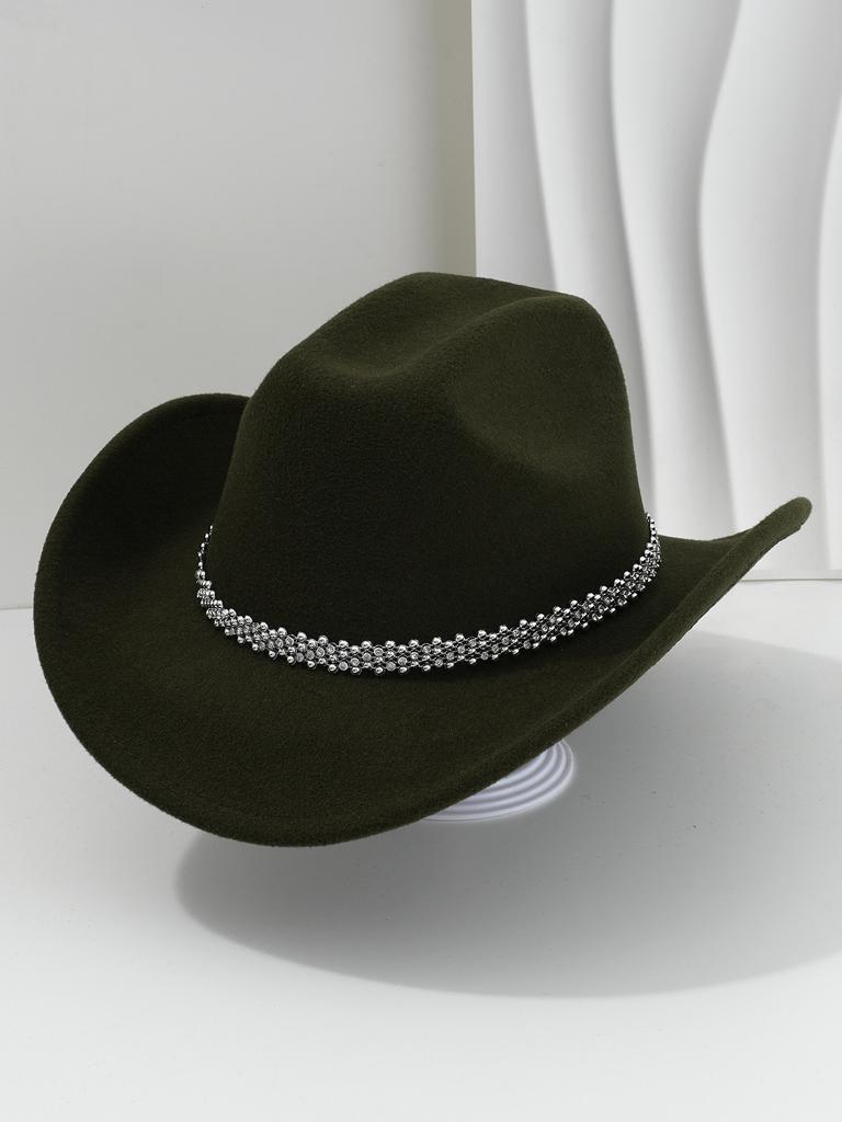 New cowboy hat top hat light luxury European gentleman's hat rhinestone accessories hat music festival party wear