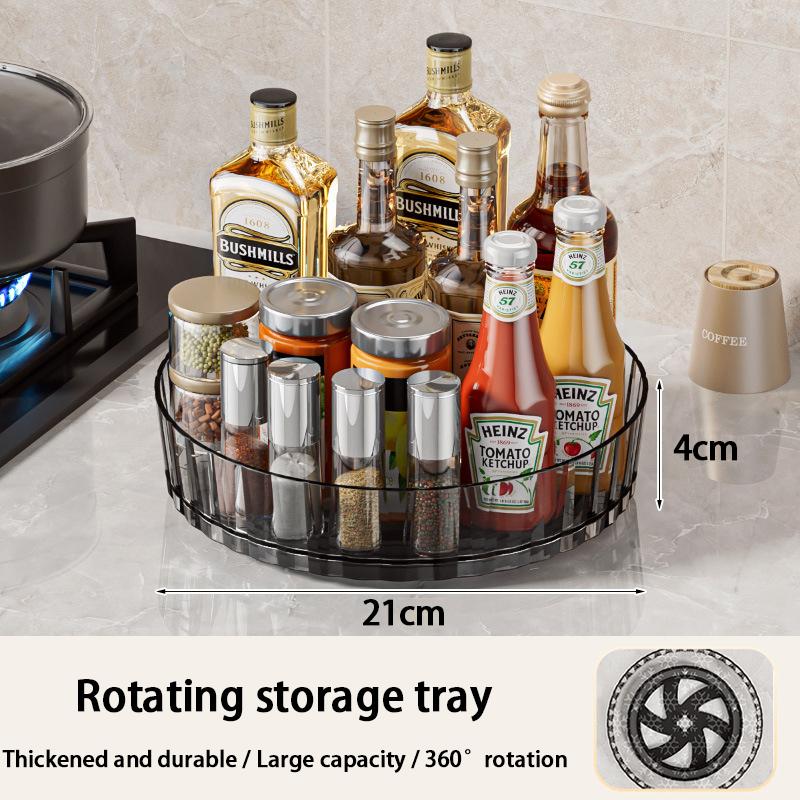 1Pc Rotating Spice Rack For Home Kitchens Multi-Functional Storage Tray For Seasoning Bottles And Jars, And Cosmetics