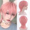 LUPU Synthetische Kurze Haare Männer Lockige Perücke Mit Pony Cosplay Jungen Perücken Für Tägliche Party Schwarz Rosa Anime Hohe Temperatur haar