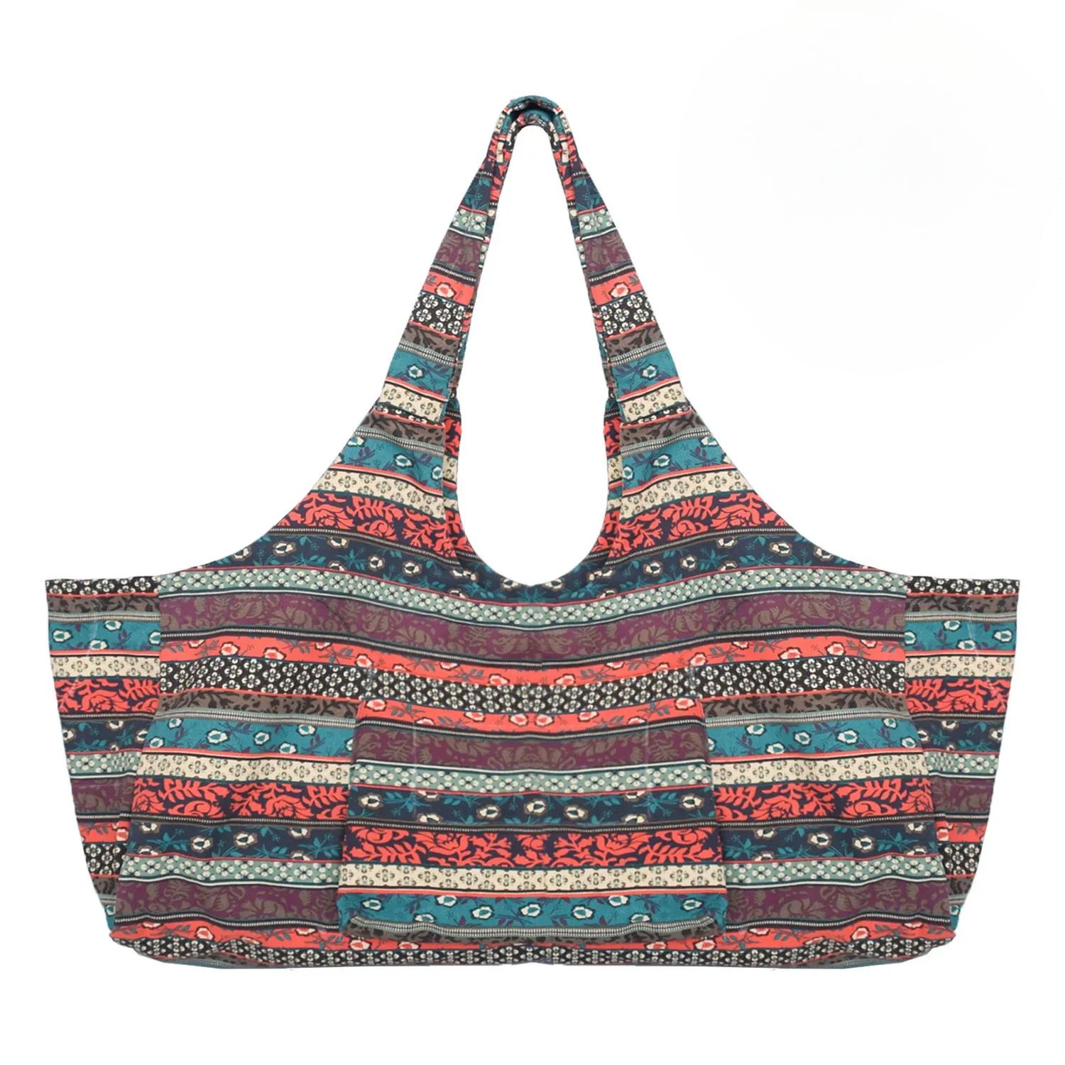 

Многоцветная парусиновая дышащая сумка для коврика для йоги большого размера, сумка-тоут на слинге с боковым карманом, одежда для фитнеса, дорожная сумка, 1 шт.