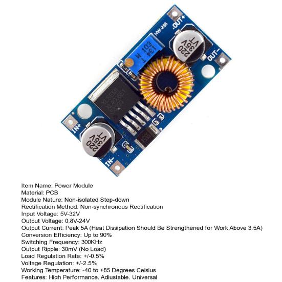 5A Abwärtswandler Buck-Modul 5-32V Eingang 0,8-24V Ausgang DC-DC Einstellbarer Spannungsregler Elektronischer Spannungsstabilisator Netzteilmodul