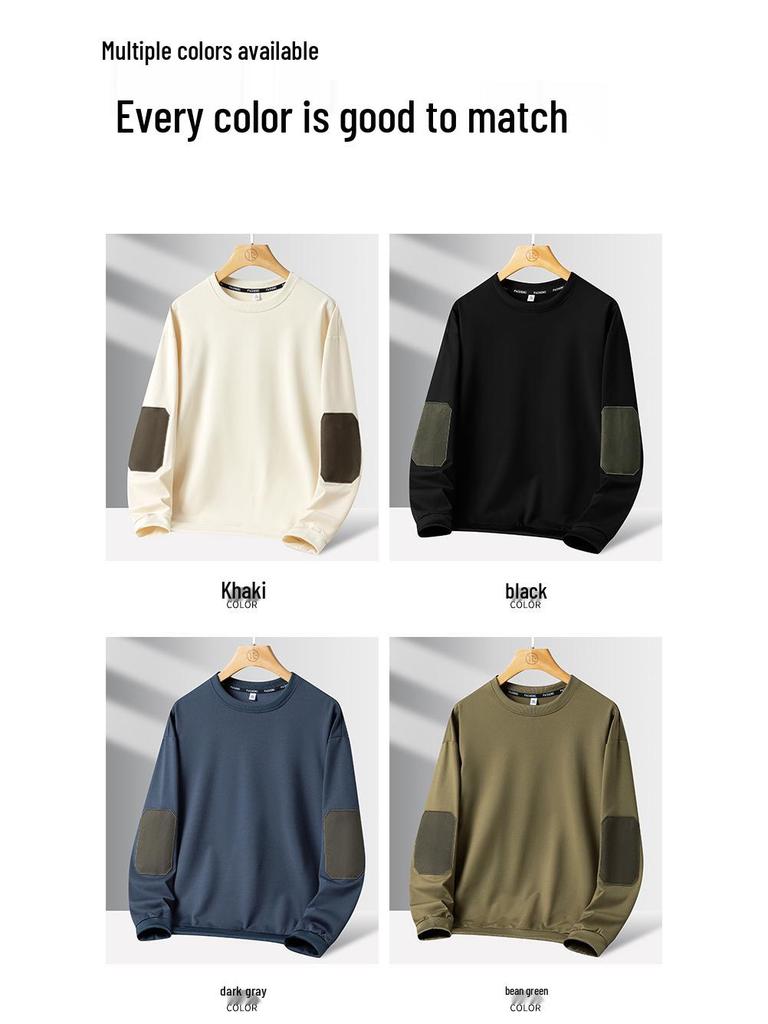 Herren Übergröße Baumwolle Rundhals Langarm Pullover