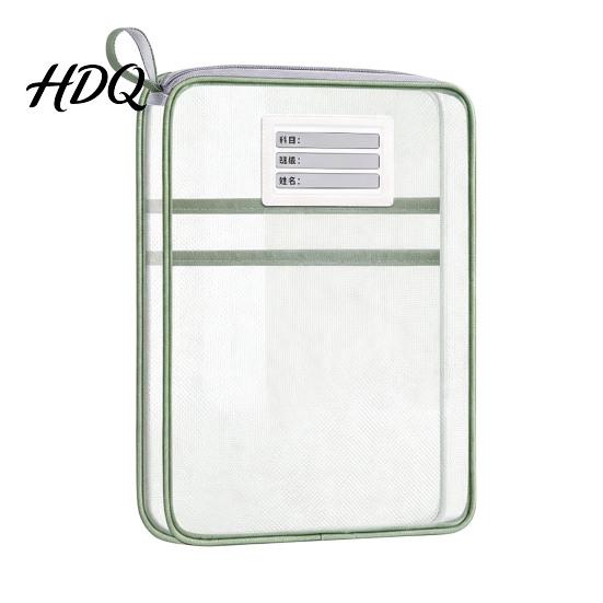 Portable Storage Pouches Transparent Nylon Document Bag Lightweight Mesh File Organizer with Zipper School Stationery Organizers And Strap,