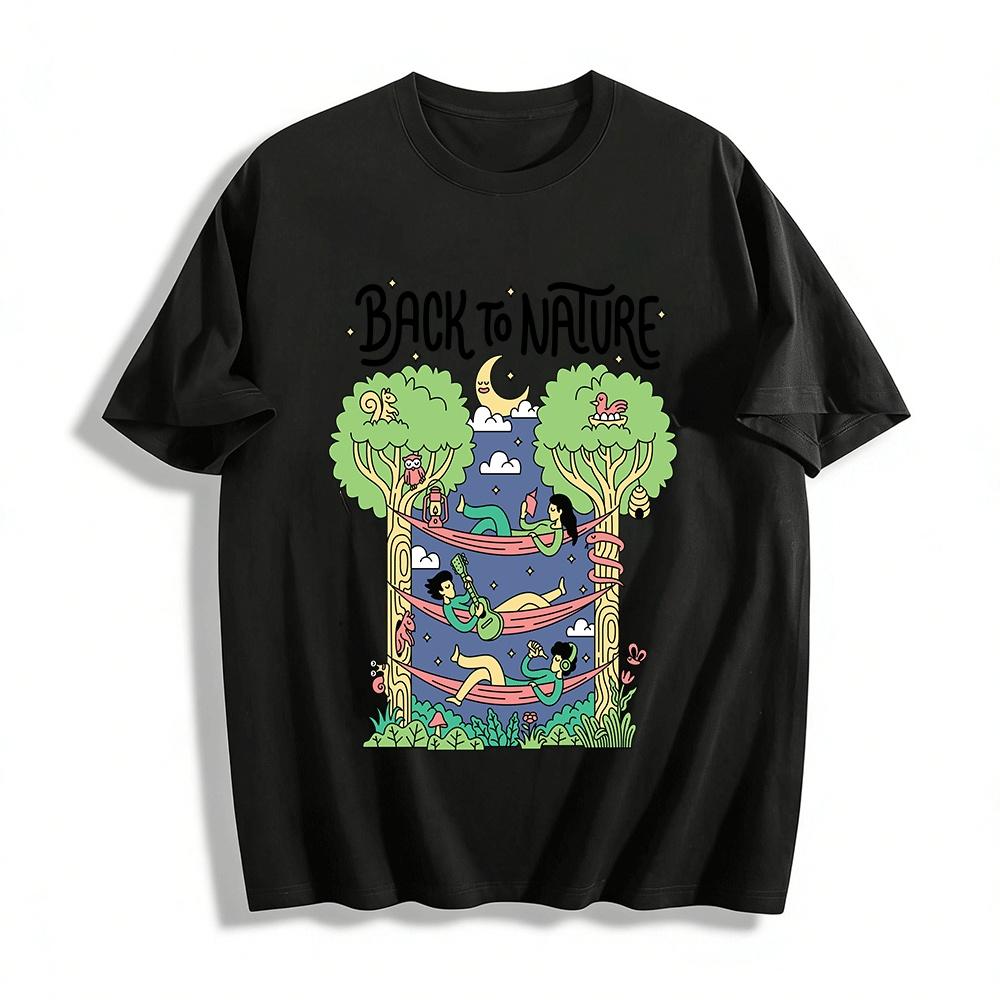 Back To Nature Camping Print Casual Unisex T-shirt Pure cotton T-shirt XXS