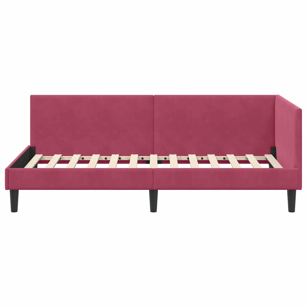 Corner Bed Frame with Headboard Burgundy 80 Cm X 200 Cm Velvet