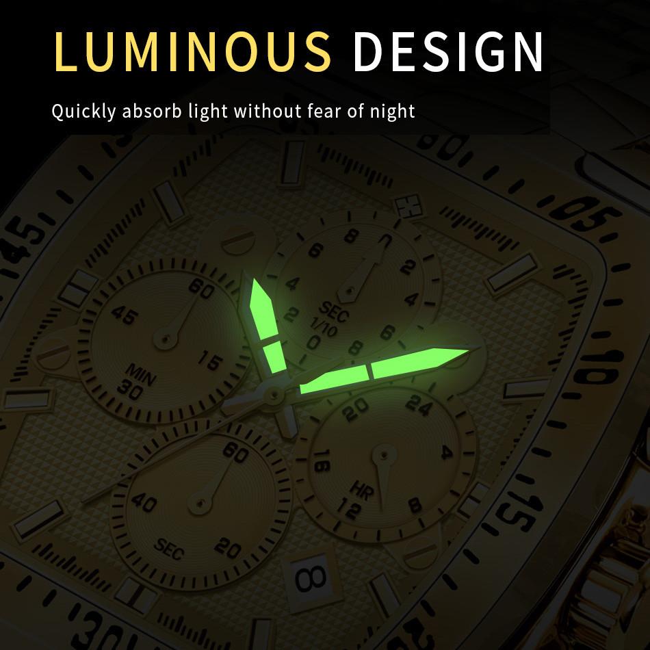 WWOOR Military Watch Men Chronograph Sports Watch For Men Luxury Square Stainless steel Quartz Waterproof Wristwatch Male Clock