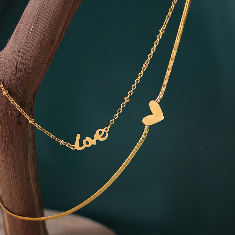 18k Gold Heart Titanium Steel Anklet - Vintage, Non-Fading Luxury Foot Chain for Women