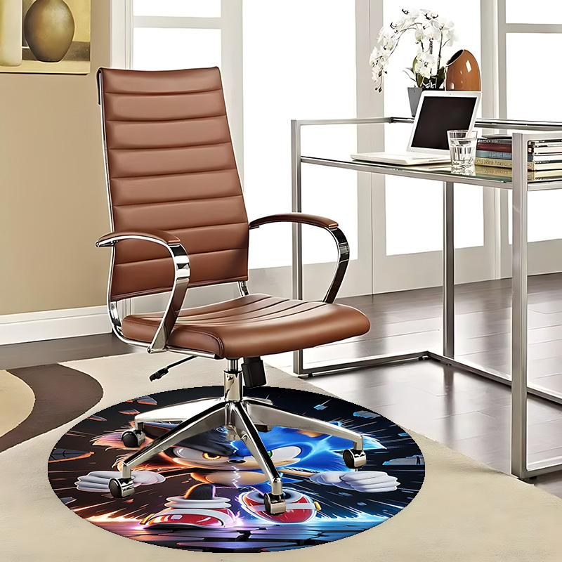 1 stuks Sonic the Hedgehog Anime Design Rond Tapijt - Kantoorstoelmat, Antislip Tapijt voor Huisdecoratie, Woonkamer, Slaapkamer, Speelkamer