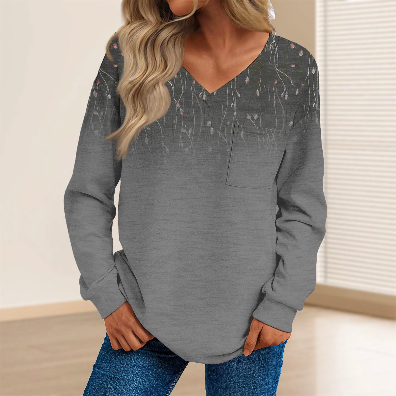 

Женская мода повседневный свитер с длинным рукавом и принтом V-образным вырезом XXL