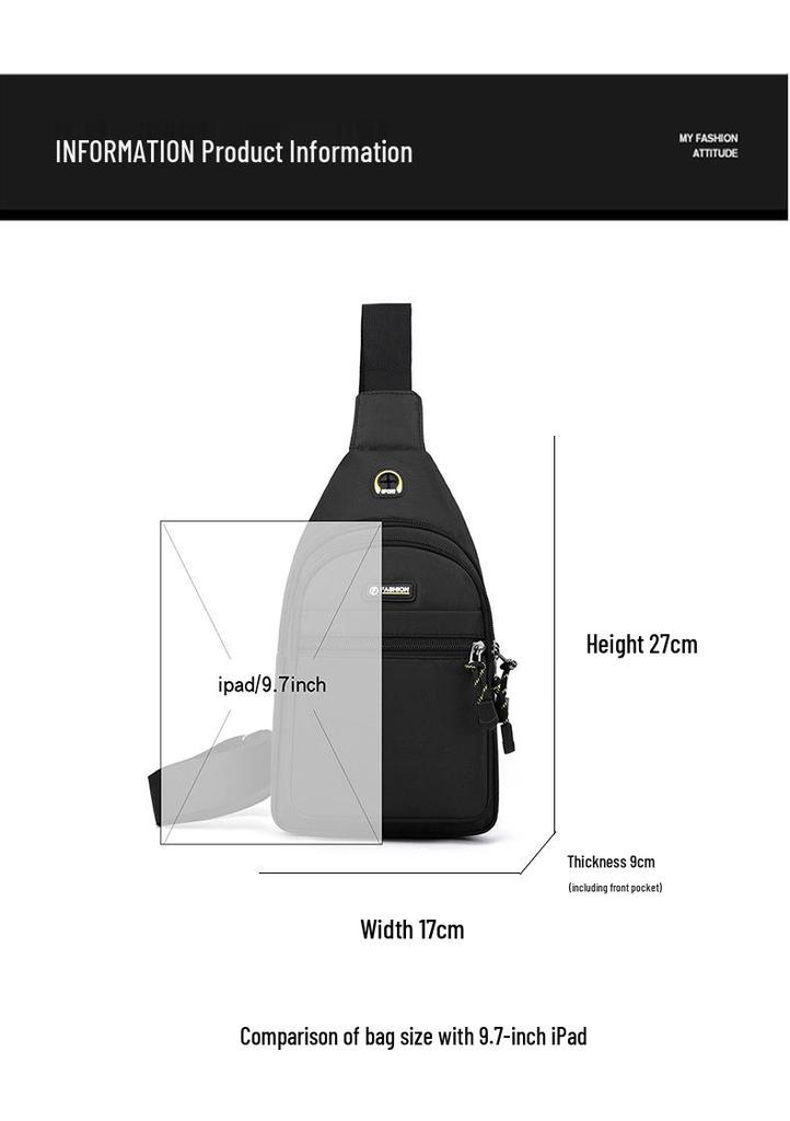 Korean Style Men's Large Capacity Waterproof Oxford Cloth Crossbody Chest Bag - Trendy Multifunctional Sports & Casual Shoulder Bag