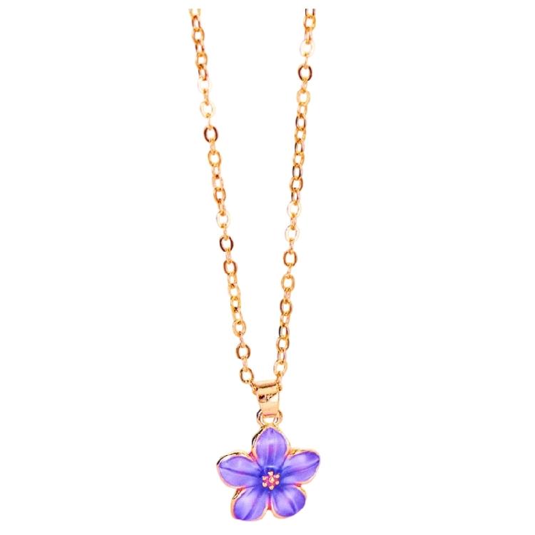 Practical Cherry Flower Necklace Polished Alloy Jewelry Pendant Necklace Perfect for Gifting or Daily Fashion Accessory