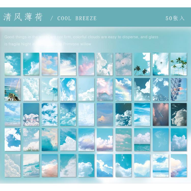 

50pcs Ins Style Aesthetics Sky Scenery Mini Books for Deco Stationery Bullet Journaling Stickers Notepad Craft Sticky Notes