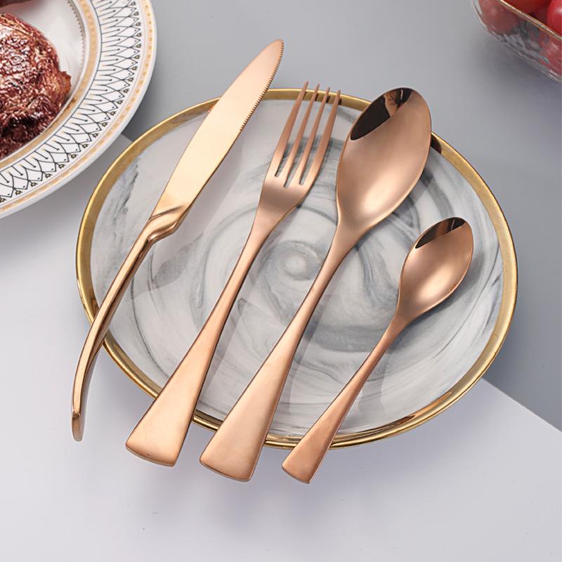 4pcs Black Cutlery Stainless Steel Fork Knife Dinnerware Set Western Tableware Set