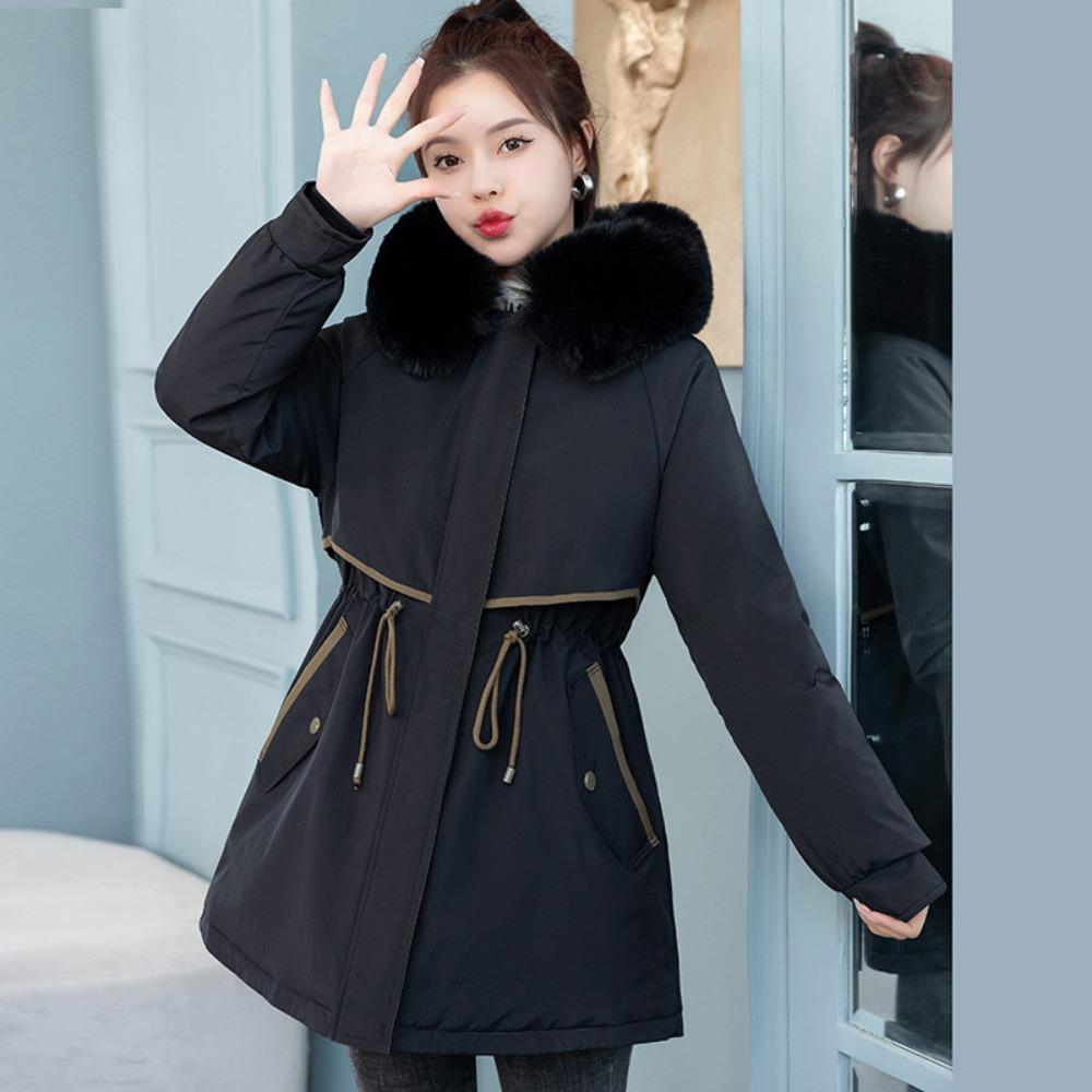 Korean version, women's cotton-padded clothes have removable liners, cotton-padded clothes are thickened to keep warm, and winter coats are trendy.