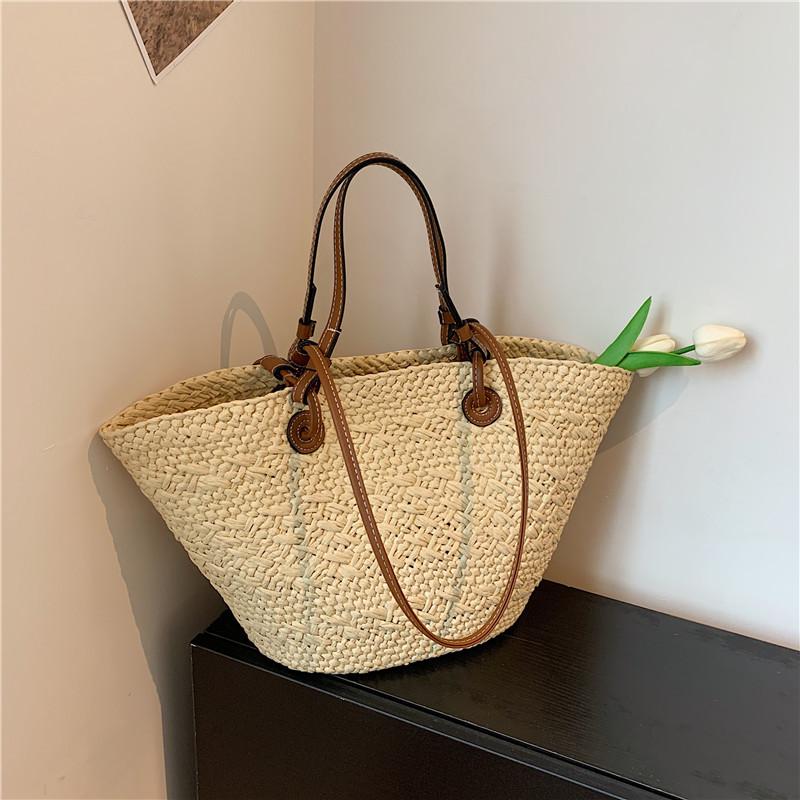 Casual Rattan Large Capacity Tote Designer Wicker Woven Women Handbags Summer Beach Bali Straw Bag Lady Travel Big Basket Purse