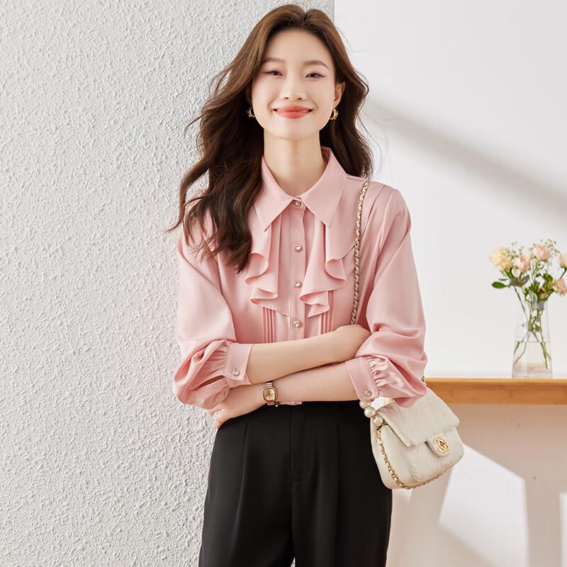 Women's French Ruffled Collar Long-Sleeve Blouse
