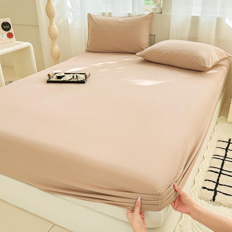 Autumn/Winter Thick Solid Color Cotton Flannel Fitted Sheet & Dust Cover