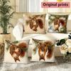 Cute Squirrel Pinecone Decorative Throw Pillow Covers Pattern Cushion Cover Suitable For Sofa Bedroom Car Pillow Cover