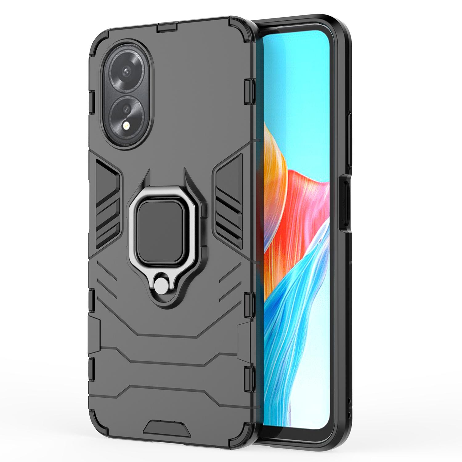 

For Oppo A38 4G Case Ring Holder Kickstand Protective Mobile Phone Cover Black