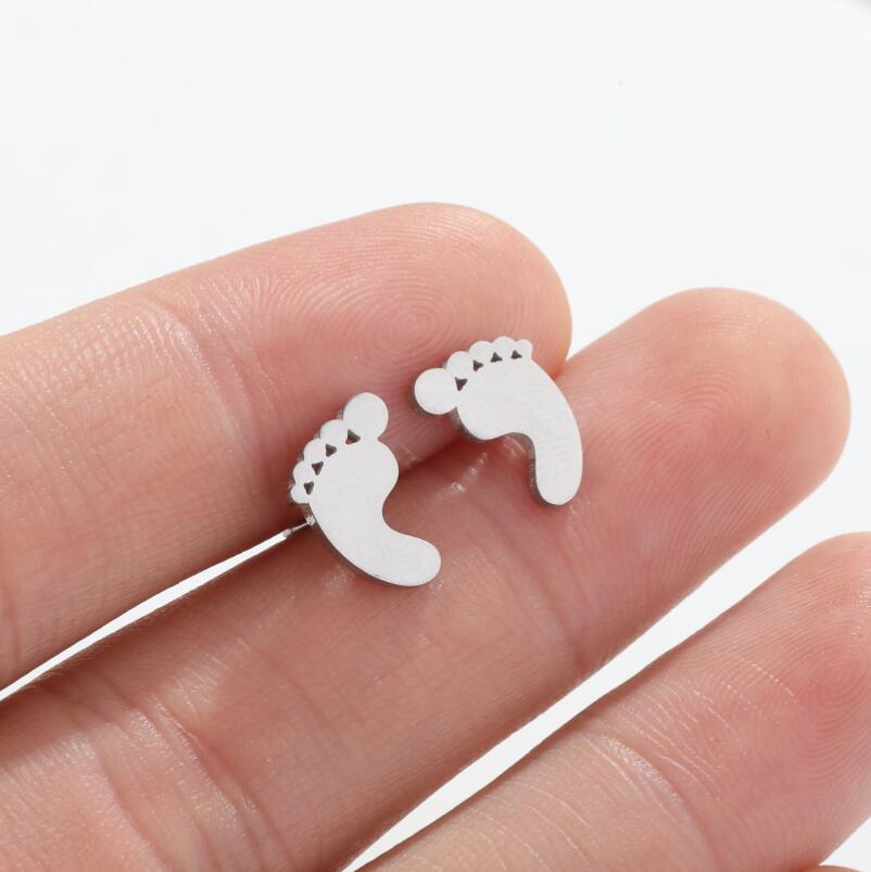 Cute Pet Dog Paw Print Stud Earrings Mini Golden Color Sweet Stainless Steel Ear Studs For Women Girls Fashion Zircon Gifts