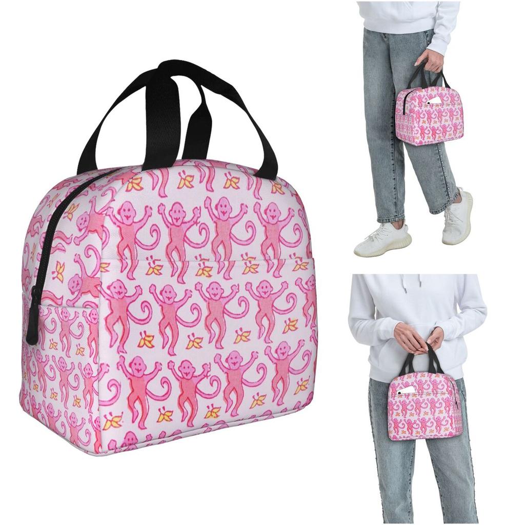 Preppy Roller Monkeys Rabbit Insulated Lunch Bag for Women Children Portable Food Boxes Thermal Lunch Box Tote