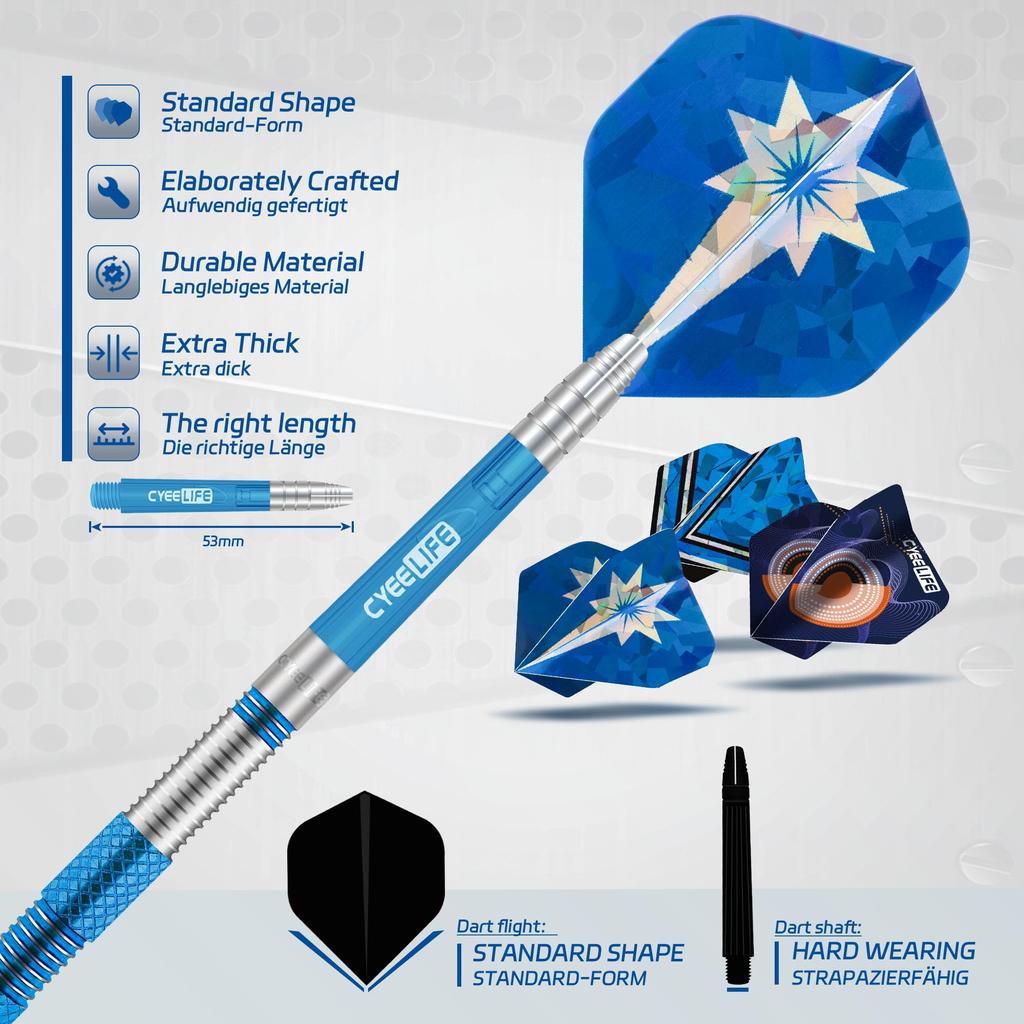 CyeeLife Plastic Tip Dart Arrows Tungsten 3 Points Tungsten Soft Professional Dart Set with Shaft and Tip 90% 90% Darts, Flight,