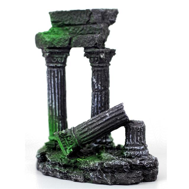 Resin Rockery Castle & Roman Column Aquarium Decor Set