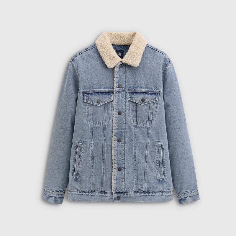 GAP Unisex 2025 Autumn Faux Shearling Lined Denim Jacket