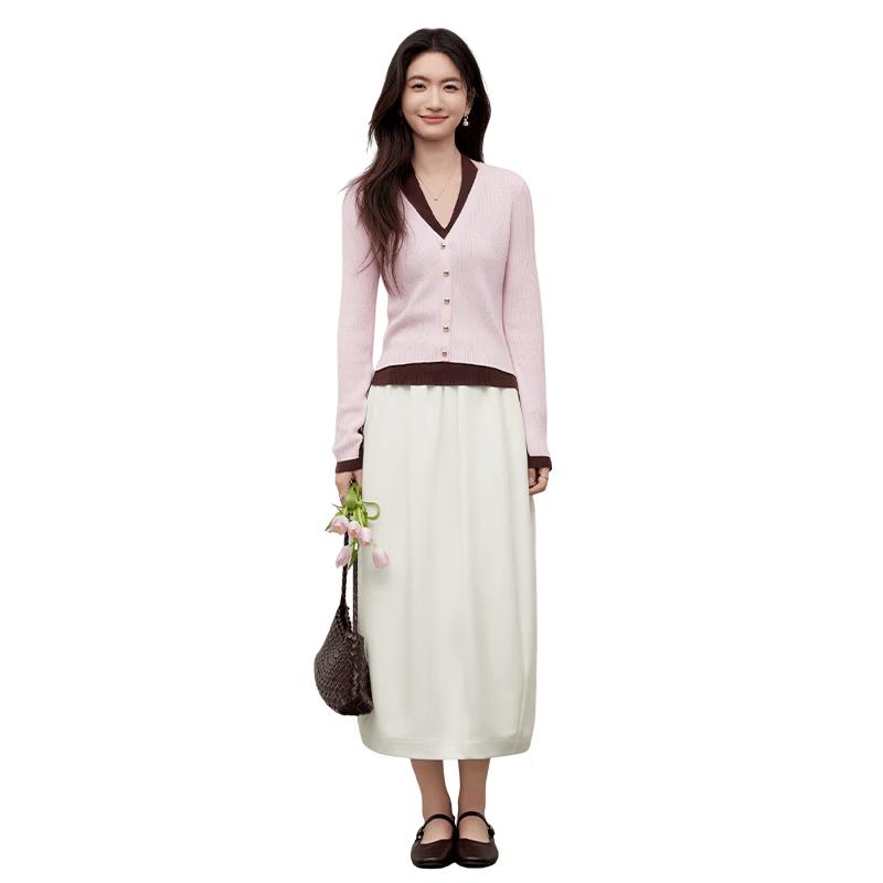 

Women s V-Neck Faux Two-Piece Knit Sweater S