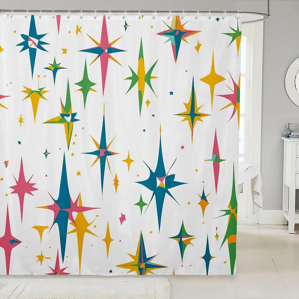 Circle Boho Geometric Shower Curtain Rainbow Colorful Aesthetic Bathroom Accessories Bohemian Exotic Ethnic Abstract Adults
