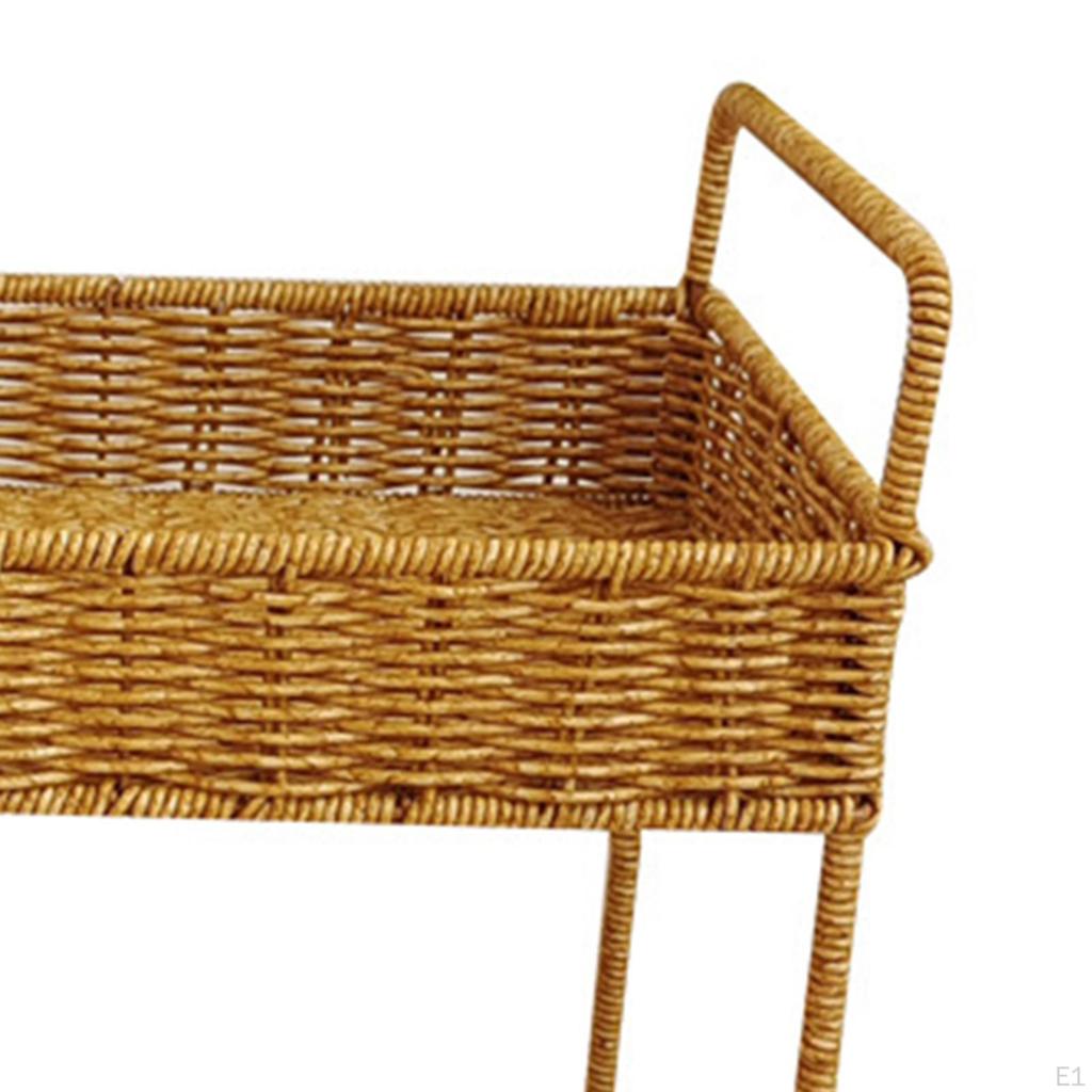 Handgefertigter gewebter Korb Desktop-Aufbewahrung 2-lagiges dekoratives Regal für Zuhause