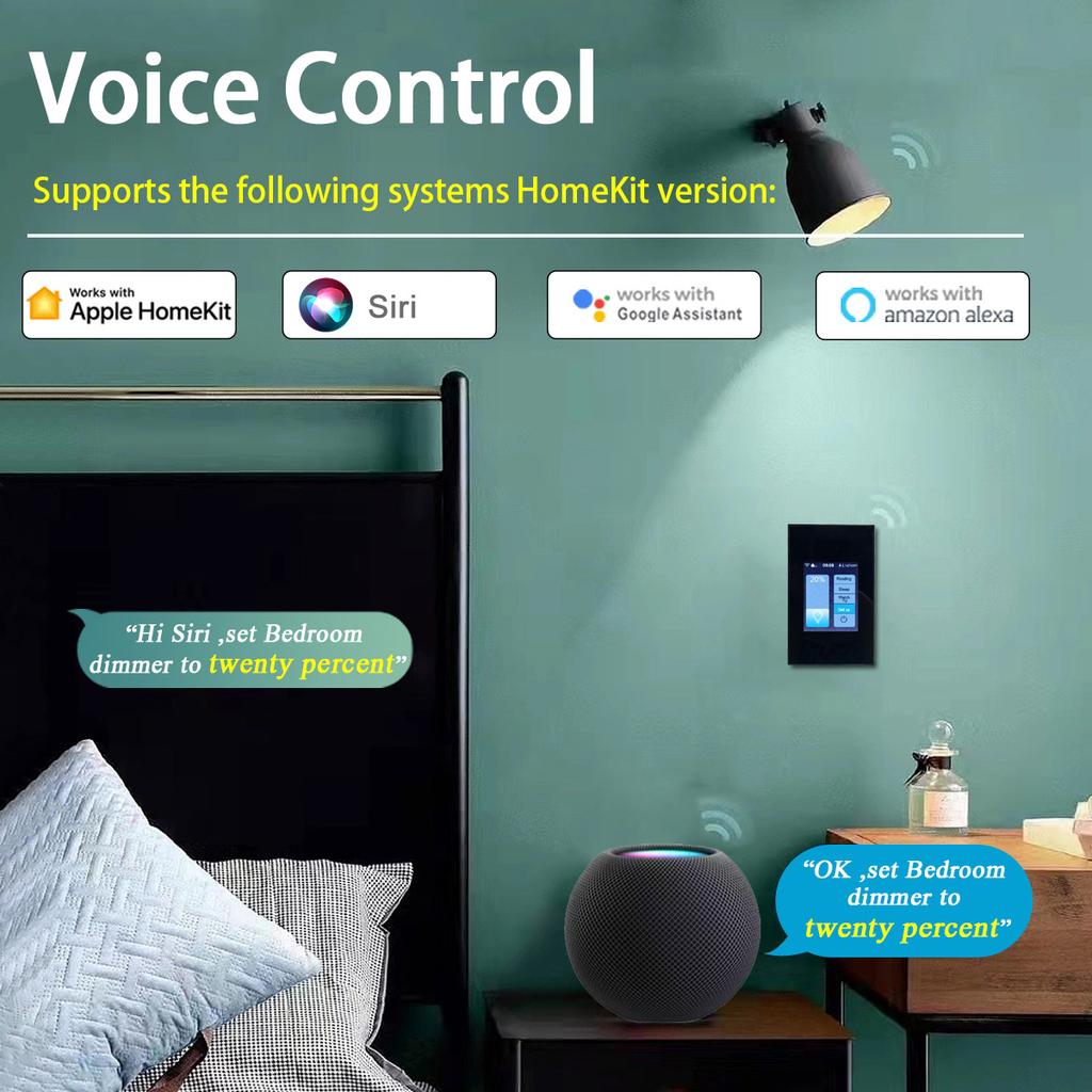 Lanbon Tuya Wifi Smart Dimmer Switch L8 LCD Touch Panel Zigbee Light Wall Switch Smart Home for Bedroom House Alexa