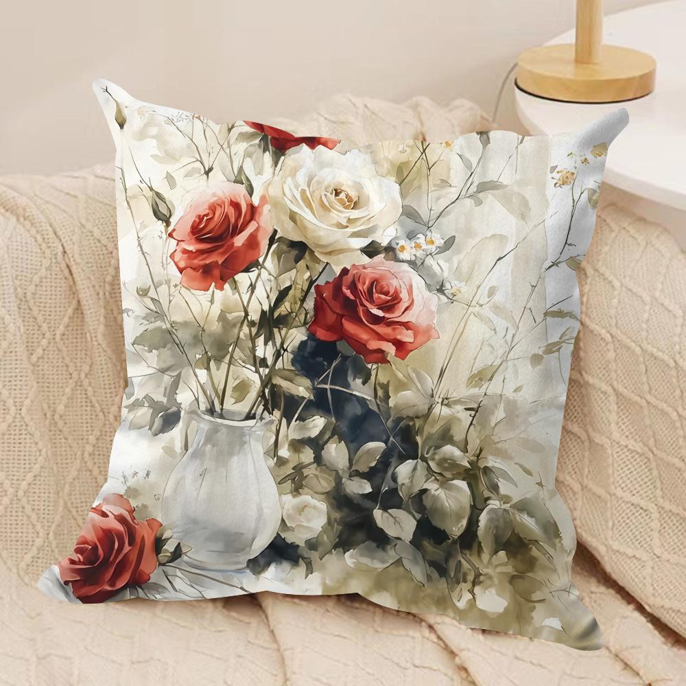 Wild Flower Cushion Cover Soft Plush Fabric DoubleSided Printed Cushion Covers for All Seasons Modern HomeDecor Gift