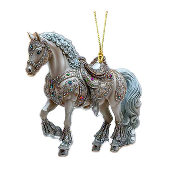 Horse Ornaments for Christmas Tree 2D Acrylic Sparkly Rhinestone Horse Hanging Ornament Gift for Women Girls Horse Lovers