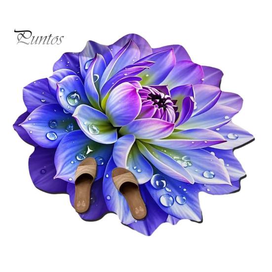 Shower Floor Mat 3D Flower Area Rug Realistic Floral Pattern Plush Absorbent Bathroom Non-Slip Soft Velvet for Living Room Bedroom Kitchen Entryway